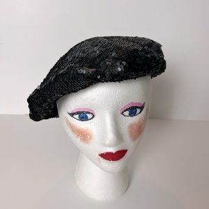 Scala Pronto Sequined Black Beret